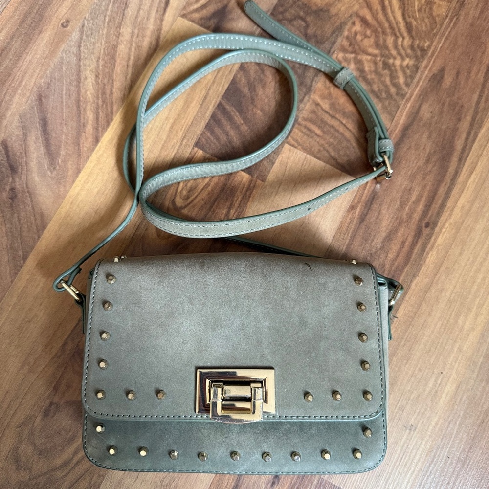Studded leather crossbody